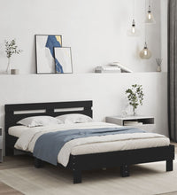 Bettgestell mit Kopfteil LED-Beleuchtung Schwarz 120x190 cm