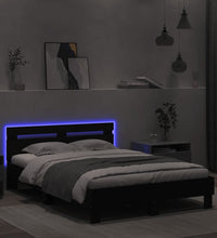 Bettgestell mit Kopfteil LED-Beleuchtung Schwarz 120x190 cm