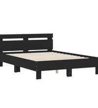 Bettgestell mit Kopfteil LED-Beleuchtung Schwarz 120x190 cm