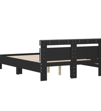 Bettgestell mit Kopfteil LED-Beleuchtung Schwarz 120x190 cm