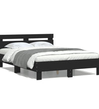 Bettgestell mit Kopfteil LED-Beleuchtung Schwarz 120x190 cm