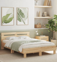 Bettgestell mit Kopfteil LED-Beleuchtung Sonoma-Eiche 120x190cm