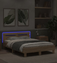 Bettgestell mit Kopfteil LED-Beleuchtung Sonoma-Eiche 120x190cm