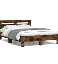 Bettgestell mit Kopfteil LED-Beleuchtung Räuchereiche 120x190cm