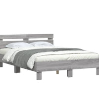 Bettgestell mit Kopfteil LED-Beleuchtung Grau Sonoma 120x190 cm