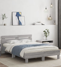 Bettgestell mit Kopfteil LED-Beleuchtung Grau Sonoma 120x190 cm