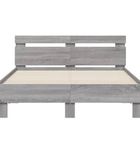 Bettgestell mit Kopfteil LED-Beleuchtung Grau Sonoma 120x190 cm