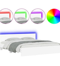 Bettgestell mit Kopfteil und LED-Beleuchtung Weiß 200x200 cm