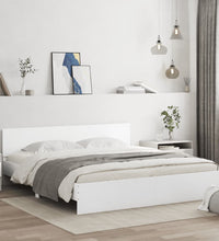 Bettgestell mit Kopfteil und LED-Beleuchtung Weiß 200x200 cm