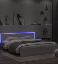 Bettgestell mit Kopfteil und LED-Beleuchtung Weiß 200x200 cm