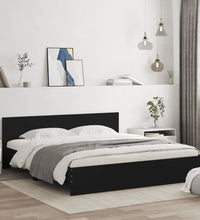 Bettgestell mit Kopfteil und LED-Beleuchtung Schwarz 200x200 cm