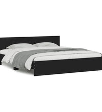 Bettgestell mit Kopfteil und LED-Beleuchtung Schwarz 200x200 cm