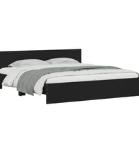 Bettgestell mit Kopfteil und LED-Beleuchtung Schwarz 200x200 cm