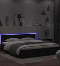 Bettgestell mit Kopfteil und LED-Beleuchtung Schwarz 200x200 cm