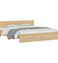 Bettgestell mit Kopfteil und LED-Beleuchtung Sonoma-Eiche