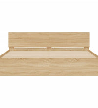 Bettgestell mit Kopfteil und LED-Beleuchtung Sonoma-Eiche