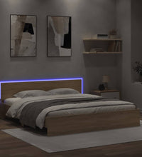 Bettgestell mit Kopfteil und LED-Beleuchtung Sonoma-Eiche