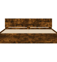 Bettgestell mit Kopfteil und LED-Beleuchtung Räuchereiche