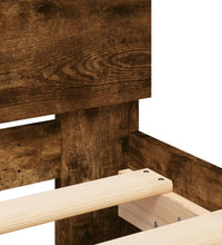 Bettgestell mit Kopfteil und LED-Beleuchtung Räuchereiche