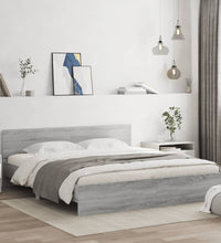 Bettgestell mit Kopfteil und LED-Beleuchtung Grau Sonoma