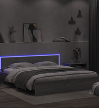 Bettgestell mit Kopfteil und LED-Beleuchtung Grau Sonoma