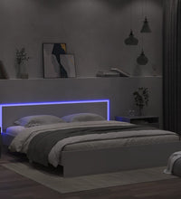 Bettgestell mit Kopfteil und LED-Beleuchtung Weiß 180x200 cm