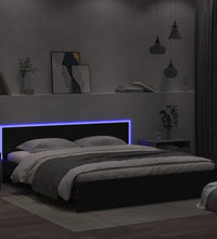 Bettgestell mit Kopfteil und LED-Beleuchtung Schwarz 180x200 cm