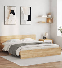 Bettgestell mit Kopfteil und LED-Beleuchtung Sonoma-Eiche