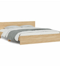 Bettgestell mit Kopfteil und LED-Beleuchtung Sonoma-Eiche