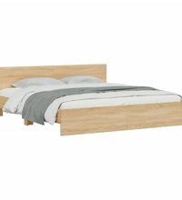 Bettgestell mit Kopfteil und LED-Beleuchtung Sonoma-Eiche