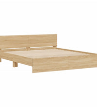 Bettgestell mit Kopfteil und LED-Beleuchtung Sonoma-Eiche