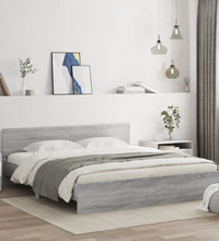 Bettgestell mit Kopfteil und LED-Beleuchtung Grau Sonoma