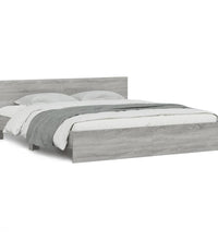Bettgestell mit Kopfteil und LED-Beleuchtung Grau Sonoma