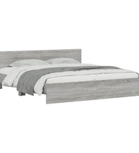 Bettgestell mit Kopfteil und LED-Beleuchtung Grau Sonoma