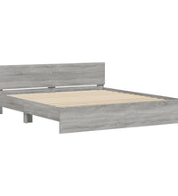 Bettgestell mit Kopfteil und LED-Beleuchtung Grau Sonoma