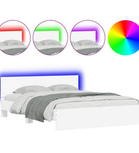 Bettgestell mit Kopfteil und LED-Beleuchtung Weiß 160x200 cm