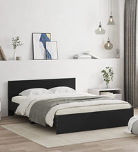 Bettgestell mit Kopfteil und LED-Beleuchtung Schwarz 160x200 cm