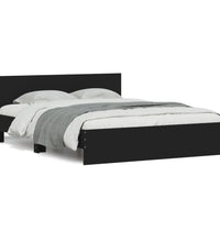 Bettgestell mit Kopfteil und LED-Beleuchtung Schwarz 160x200 cm