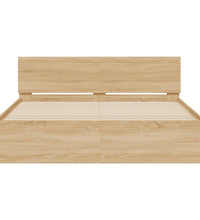 Bettgestell mit Kopfteil und LED-Beleuchtung Sonoma-Eiche