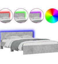 Bettgestell mit Kopfteil und LED-Beleuchtung Betongrau