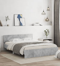 Bettgestell mit Kopfteil und LED-Beleuchtung Betongrau