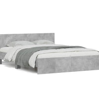 Bettgestell mit Kopfteil und LED-Beleuchtung Betongrau