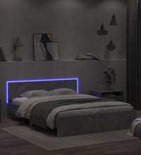 Bettgestell mit Kopfteil und LED-Beleuchtung Betongrau