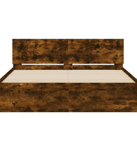 Bettgestell mit Kopfteil und LED-Beleuchtung Räuchereiche