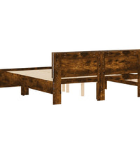 Bettgestell mit Kopfteil und LED-Beleuchtung Räuchereiche