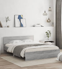 Bettgestell mit Kopfteil und LED-Beleuchtung Grau Sonoma