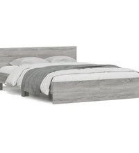 Bettgestell mit Kopfteil und LED-Beleuchtung Grau Sonoma