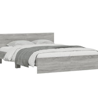 Bettgestell mit Kopfteil und LED-Beleuchtung Grau Sonoma