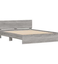 Bettgestell mit Kopfteil und LED-Beleuchtung Grau Sonoma