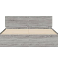 Bettgestell mit Kopfteil und LED-Beleuchtung Grau Sonoma